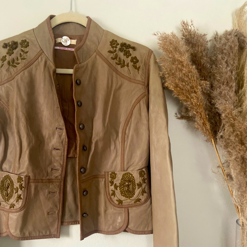 Italian Leather Embroidered Jacket